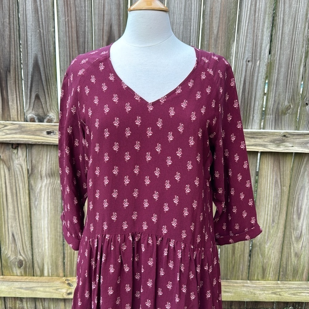 Garnet Hill Bohemian Pocket Midi, Pocket Silky Lined Dress, size 14 - Picture 2 of 7